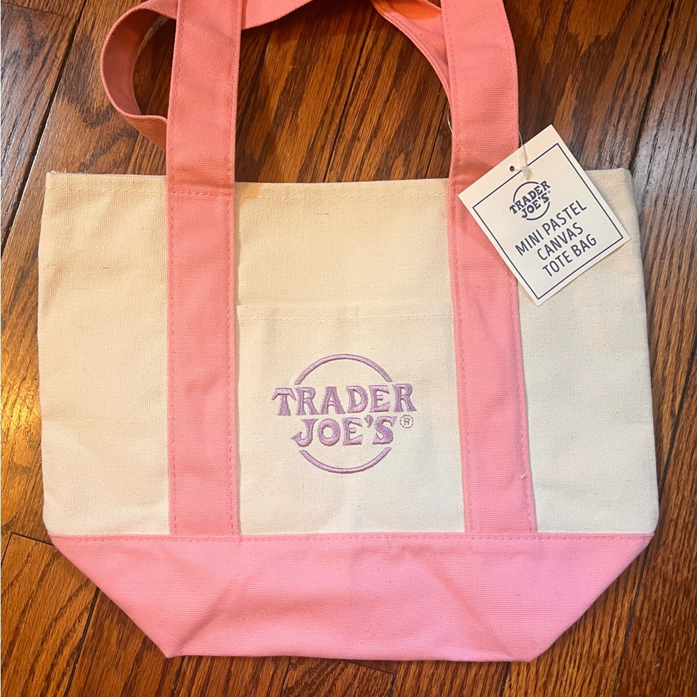 Viral Trader Joe’s Mini Pastel Pink Canvas Tote Bag